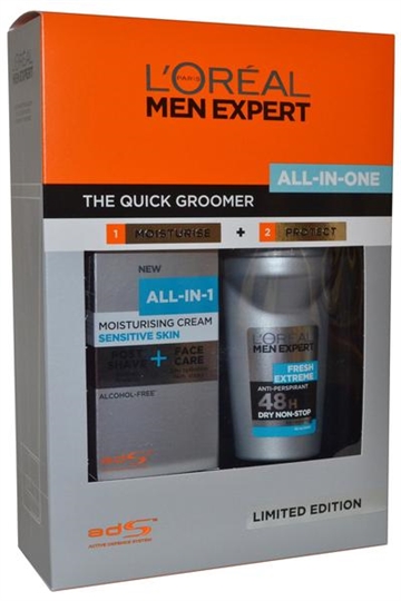 L Oreal Men Expert The Quick Groomer All in One Set Moisturise Cream 75ml & Roll on Deo 50ml 