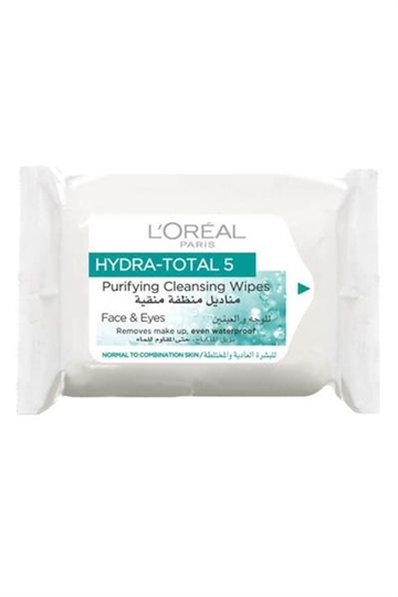  L Oreal Paris Hydra Total 5 Purifying Cleansing Wipes Pack of 25 for Face and Eyes