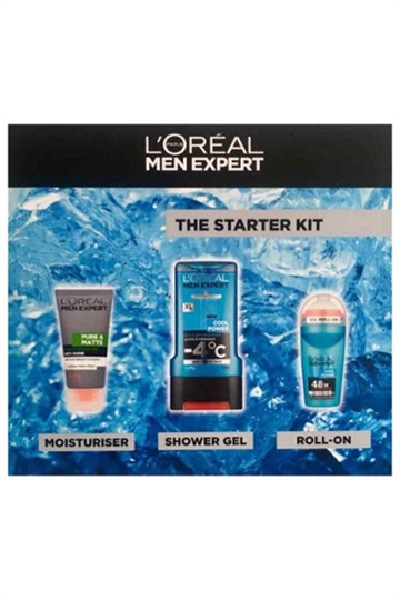 L Oreal Men Expert by L'Oreal The Starter Kit - Moisturising Gel 50ml Shower Gel 300ml, Roll on Deo 50ml